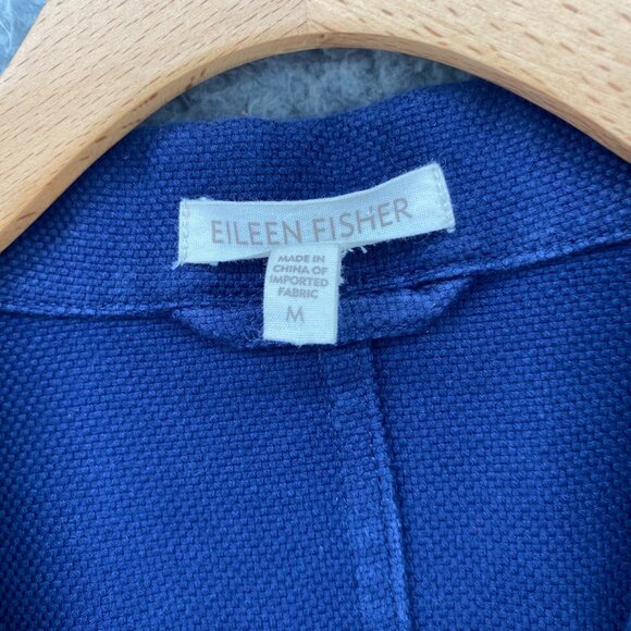 Eileen Fisher Blazer Womens Medium Navy Button Up Pockets Office Career Casual - Picture 5 of 10